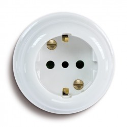 FANTON ceramic socket, white, 2P+T 16A 250V, F84011
