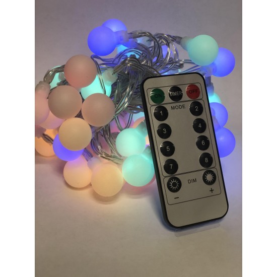 Christmas LED Cherry Ball Light Chain  with remote control, 8 lights modes, 523447 (5,4 m)