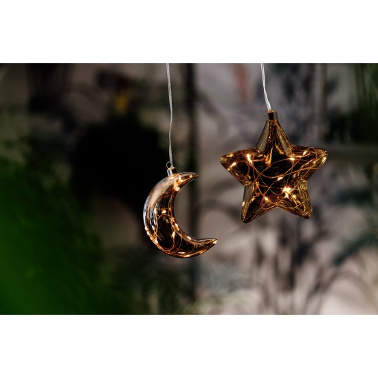 Christmas LED - Glass Star with Light Chain “Morning Dew“ and 6h timer, 524727