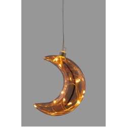 Christmas LED - Glass Moon with Light Chain “Morning Dew“ and 6h timer, 524710