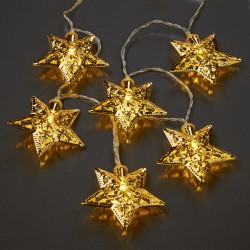 Christmas LED - Light Chain with Golden Metal Stars ,  with 6h timer, 522426 (1,85 m)