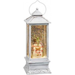 Christmas LED - Water Tower Lantern, white with Snowmen family, 524338