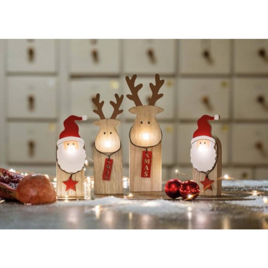 Christmas LED Wooden Deer with Illuminated Nose,with 6h timer, 524666 (25.3 cm)