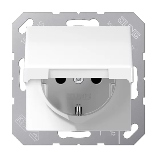 Jung SCHUKO® socket with hinged lid 16A/250V, AS1520BFKLWW