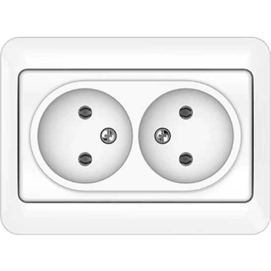 Vilma 2-way socket without earthing 16A/205V, RP16-020ww Vilma 2-way socket without earthing 16A/205V, RP16-020ww