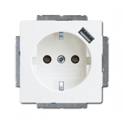 ABB SCHUKO® USB socket outlet shuttered, white Basic55, 20 EUCBUSB-94-507