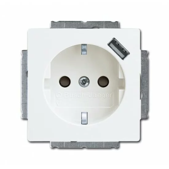 ABB SCHUKO® USB socket outlet shuttered, white Basic55, 20 EUCBUSB-94-507 ABB SCHUKO® USB socket outlet shuttered, white Basic55, 20 EUCBUSB-94-507