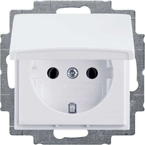 ABB SCHUKO® socket outlet with hinged lid, white Basic55 20 EUK-94-507
