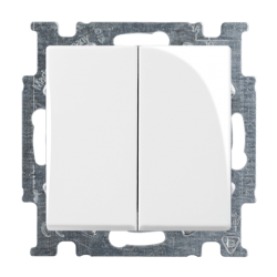 ABB Switch with rocker 2gang 2way, white Basic55 2006/6/6 UC-94-507