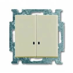 ABB Switch with rocker 2gang 1way with neon lamp Ivory Basic55 2006/5 UCGL-92-507