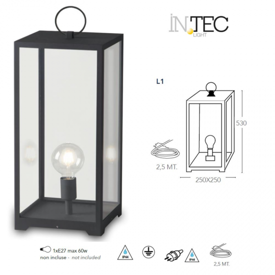 INTEC LIGHT outdoor stand lamp MIRAGE, 1xE27x60W, IP44, LANT-MIRAGE-L1