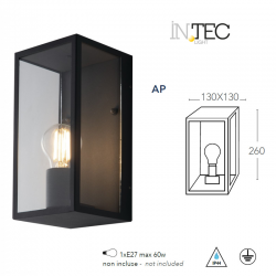 INTEC LIGHT outdoor wall light MIRAGE, 1xE27x60W, IP44, LANT-MIRAGE-AP