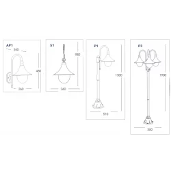 INTEC LIGHT outdoor free-standing light, garden luminaire PAVIA, 1xE27x60W, IP44, LANT-PAVIA-P1