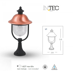 INTEC LIGHT outdoor pedestal, garden luminaire VENEZIA, 1xE27x60W, IP44, LANT-VENEZIA-L1