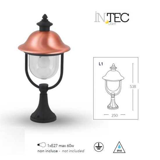 INTEC LIGHT outdoor pedestal, garden luminaire VENEZIA, 1xE27x60W, IP44, LANT-VENEZIA-L1