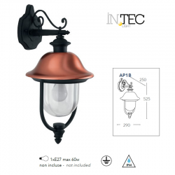 INTEC LIGHT outdoor wall light VENEZIA, 1xE27x60W, IP44, LANT-VENEZIA-AP1B