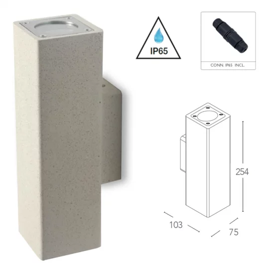 INTEC LIGHT outdoor concrete wall light OAKLAND, 2xGU10x35W, IP65, I-OAKLAND-AP2 BCO INTEC LIGHT outdoor concrete wall light OAKLAND, 2xGU10x35W, IP65, I-OAKLAND-AP2 BCO