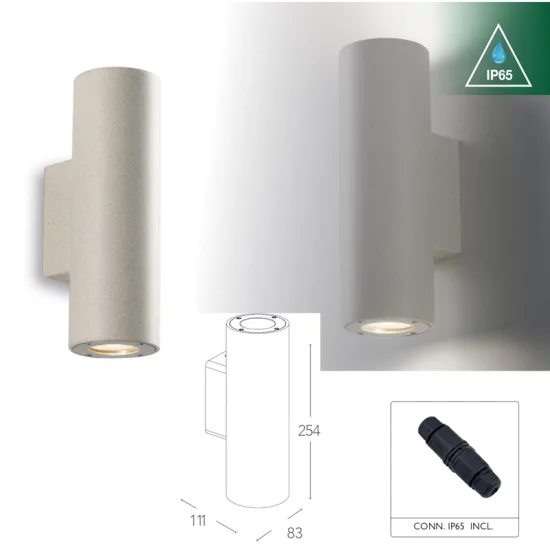 INTEC LIGHT outdoor concrete wall light PORTLAND, 2xGU10x35W,IP65, I-PORTLAND-AP2 BCO INTEC LIGHT outdoor concrete wall light PORTLAND, 2xGU10x35W,IP65, I-PORTLAND-AP2 BCO