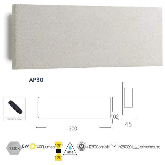 INTEC LIGHT outdoor concrete wall light PARKER, LED, 8W, 4000K, 400lm, LED-PARKER-AP30 INTEC LIGHT outdoor concrete wall light PARKER, LED, 8W, 4000K, 400lm, LED-PARKER-AP30