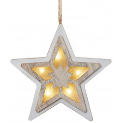 Christmas LED 3D Star, White-Washed Wood, for Suspending, 521047