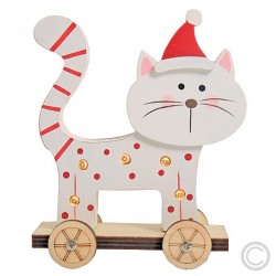 Christmas LED Wooden Cat standing, 524192