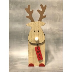 Christmas LED Wooden Deer with Illuminated Nose,with 6h timer, 524666 (25.3 cm)