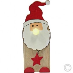 Christmas LED Wooden Santa with Illuminated Nose, with 6h timer, 524673 (17.0 cm)