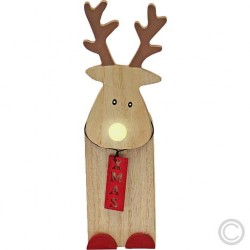 Christmas LED light decoration Wooden Deer with Illuminated Nose,with 6h timer, 524659 (20.0 cm)