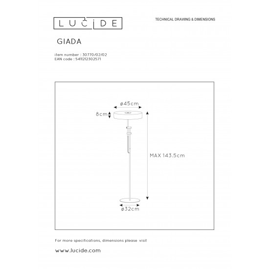 LUCIDE floor lamp GIADA, 2xE27x60W, 30770/02/02