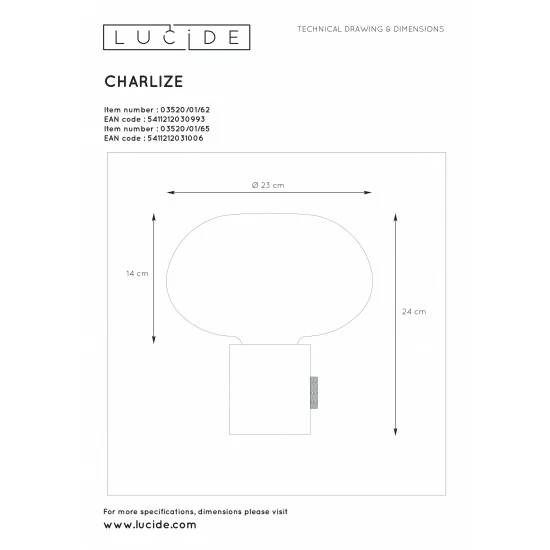 LUCIDE marble table lamp CHARLIZE, 1xE27x40W, 03520/01/62 LUCIDE marble table lamp CHARLIZE, 1xE27x40W, 03520/01/62