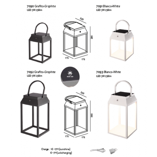 MANTRA portable outdoor solar table lamp SAPPORO, LED, 3W, 3000K, 238lm, 7090