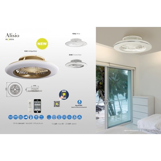 MANTRA ceiling fan LED, 70W, 4900lm, App/Remote, Alisio, 6706