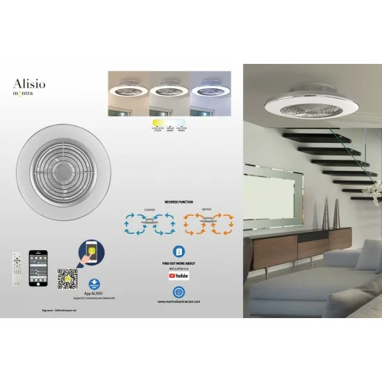 MANTRA ceiling fan LED, 70W, 4900lm, App/Remote, Alisio, 6705