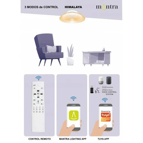 MANTRA ceiling fan LED, 70W, 4900lm, App/Remote, Himalaya, 7121