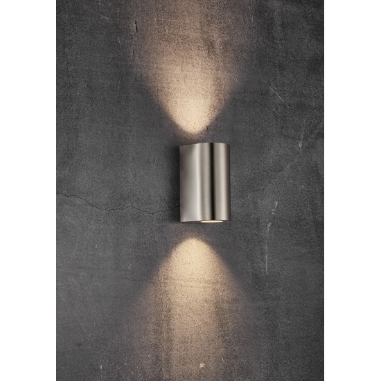 Nordlux outdoor wall light Canto Maxi 2, GU10, 2x28W, IP44, stainless steel, 49721034