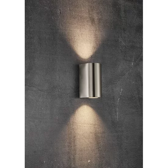 Nordlux outdoor wall light Canto Maxi 2, GU10, 2x28W, IP44, stainless steel, 49721034 Nordlux outdoor wall light Canto Maxi 2, GU10, 2x28W, IP44, stainless steel, 49721034
