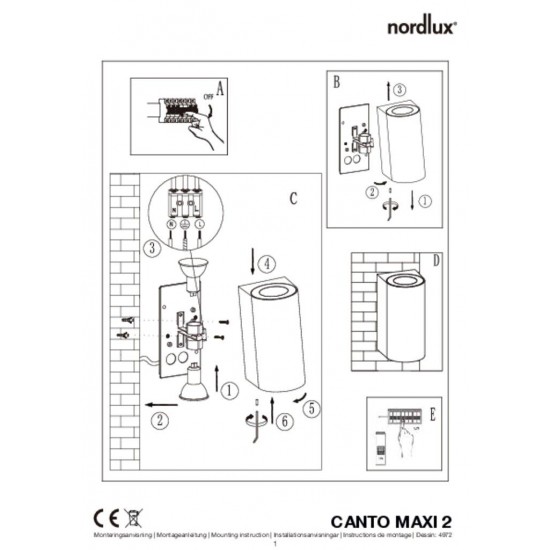 Nordlux outdoor wall light Canto Maxi 2, GU10, 2x28W, IP44, black, 49721003
