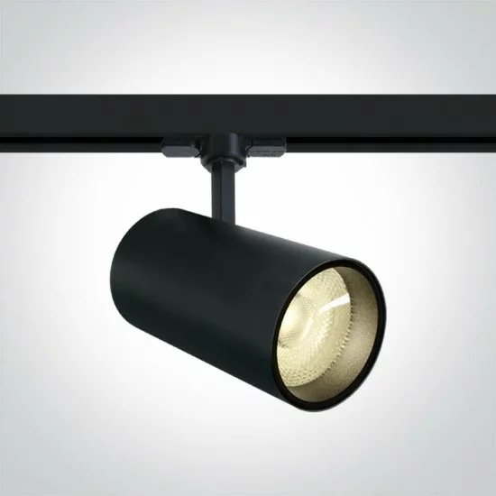ONE LIGHT gaismeklis uzstādāms uz 3-fāžu sliedes 30W track spot ar COB LED, 2400lm, 3000K, 65642CT/B/W