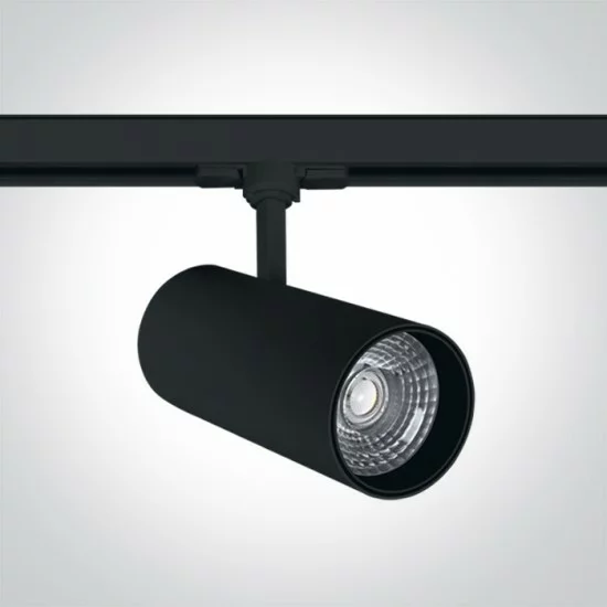 ONE LIGHT gaismeklis uzstādāms uz 3-fāžu sliedes 30W track spot ar COB LED, 2400lm, 3000K, 65642CT/B/W