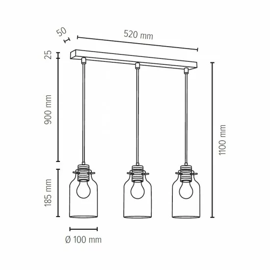 SPOT LIGHT pendant lamp 3xE27x60W, ALESSANDRO 1760374- Oak Wood
