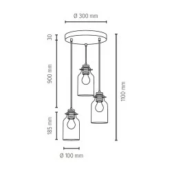 SPOT LIGHT pendant lamp 3xE27x60W, ALESSANDRO 1760376R- Beech Wood
