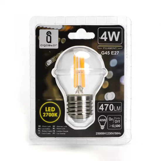 Bulb Filament 4W, 470lm, G45 E27 2700K, 196158