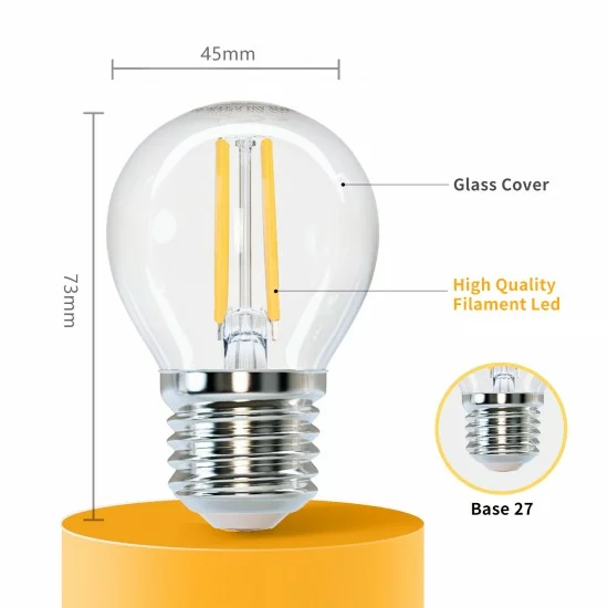 Bulb Filament 4W, 470lm, G45 E27 2700K, 196158