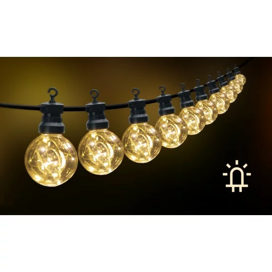 Outdoor low-voltage 10LED string light LED, 2W, 80lm, 8m, IP44 warm white 2700K, 208905 Outdoor low-voltage 10LED string light LED, 2W, 80lm, 8m, IP44 warm white 2700K, 208905