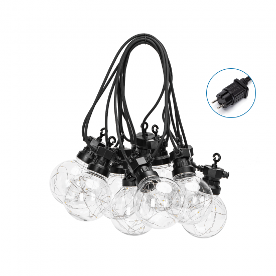 Outdoor low-voltage 10LED string light LED, 2W, 80lm, 8m, IP44 warm white 2700K, 208905