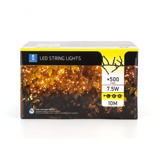 Outdoor low-voltage 500LED string light LED, 7.5W, 10m, IP44 warm white 2400K, 208967