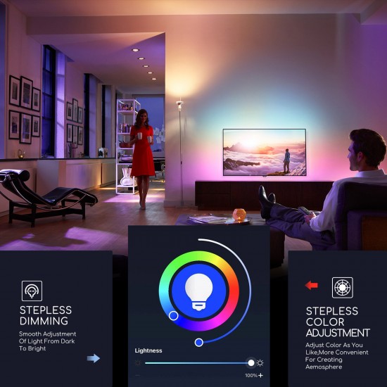 Smart bulb 5W, 350lm, C37 E14 WiFI RGB-3000K-6500K, compatible with Alexa and Google Home applications