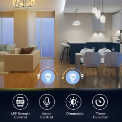 Smart bulb 5W, 350lm, C37 E14 WiFI RGB-3000K-6500K, compatible with Alexa and Google Home applications 