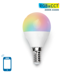 Smart-Lampe 5W, 350lm, G45 E14 WiFI RGB-3000K-6500K, Kompatibel mit Alexa und Google Home