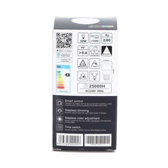 Smart bulb 5W, 350lm, G45 E27 WiFI RGB-3000K-6500K, compatible with Alexa and Google Home applications